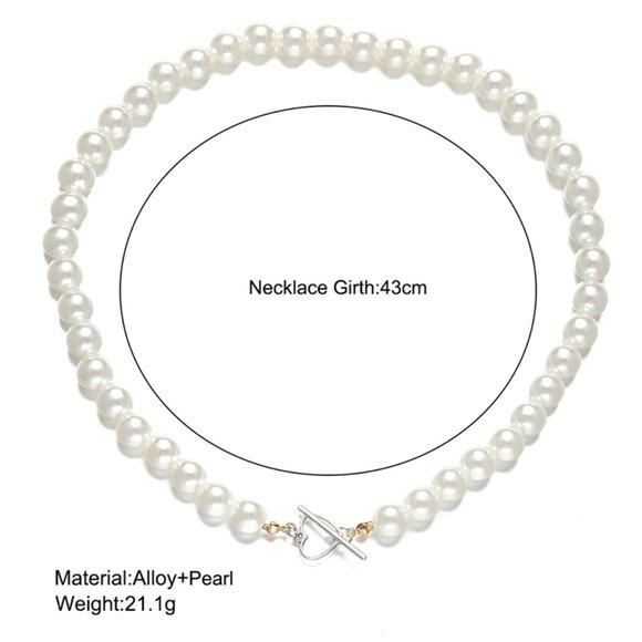 Pearl Heart Toggle Choker Necklace 
